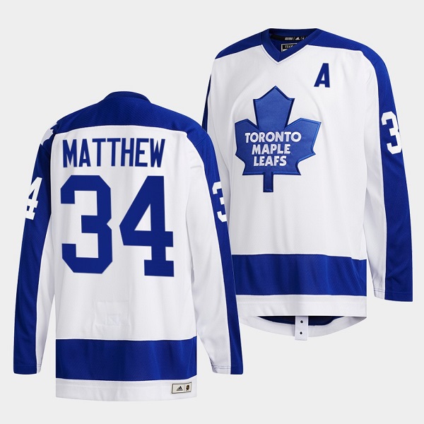Men's Toronto Maple Leafs #34 Auston Matthews White Classics Primary Logo Stitched Jersey Men's Toronto Maple Leafs #34 Auston Matthews White Classics Primary Logo Stitched Jersey